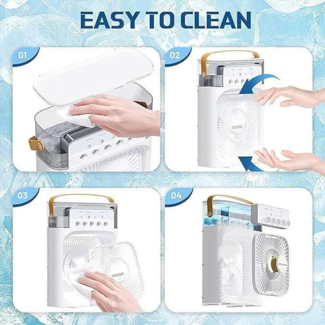 Collage showing a product being cleaned with text 'EASY TO CLEAN' on a blue background.