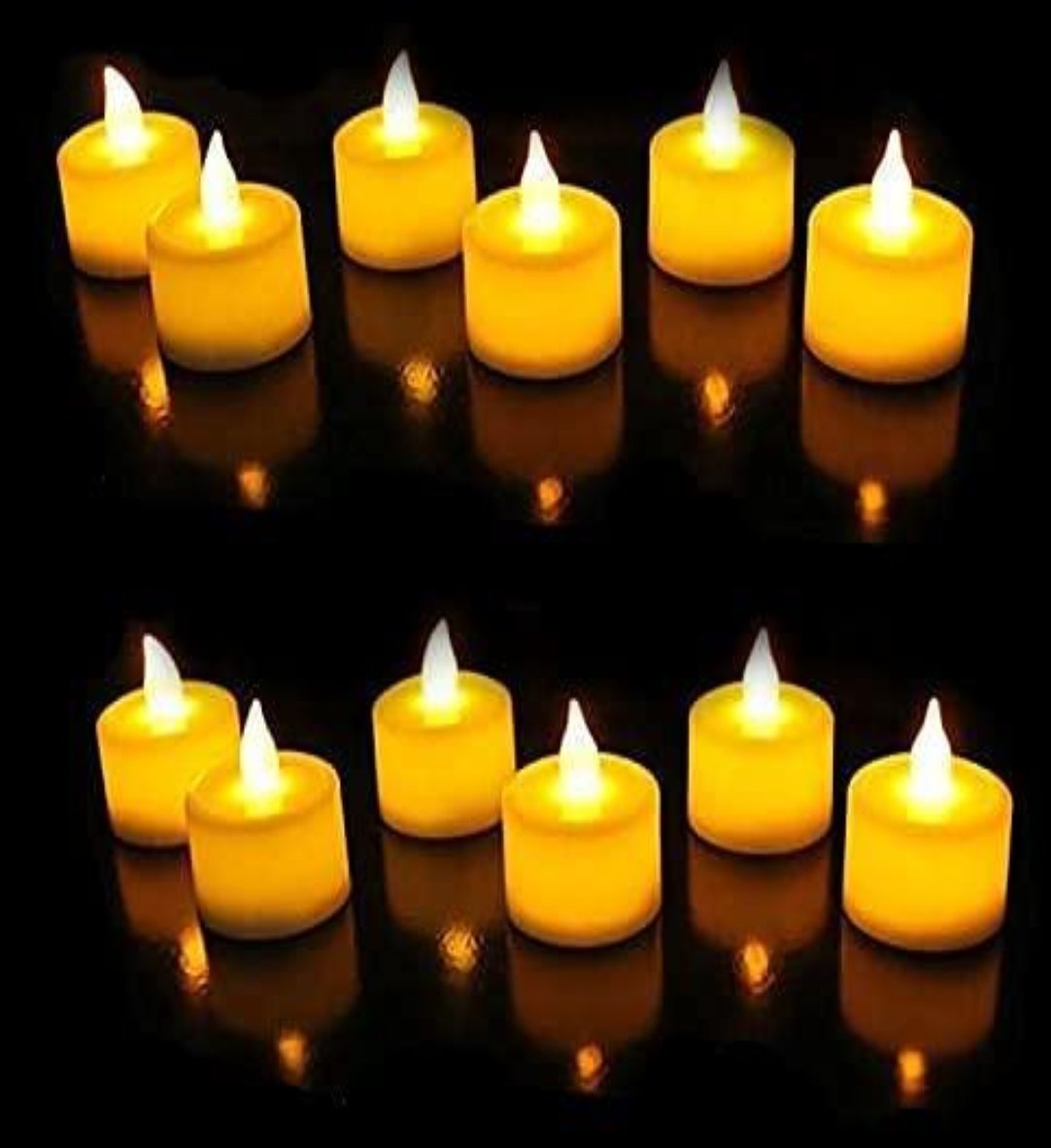 Battery Operated LED Candle Diya Decorative Lights Pack of 12 .