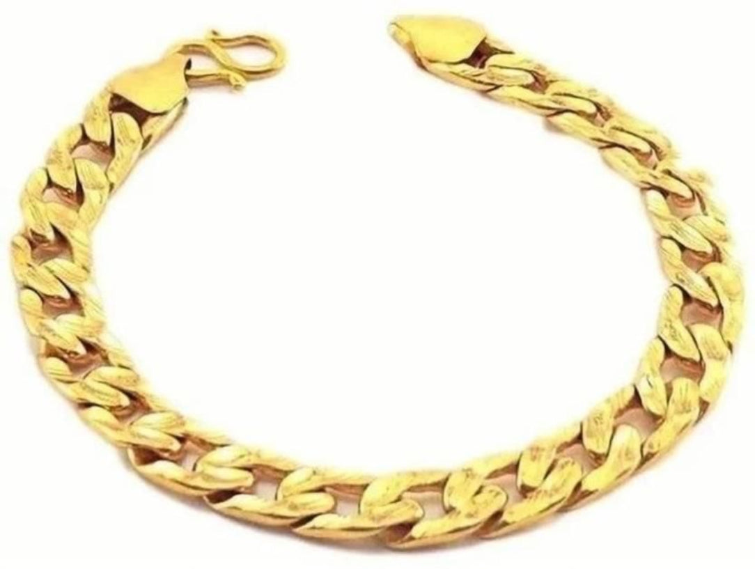 Gold chain bracelet on a white background