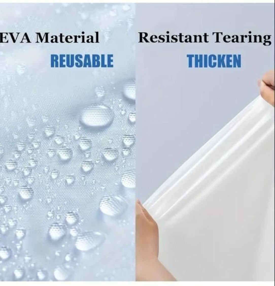 EVA material window film with water droplets and a hand holding the film.