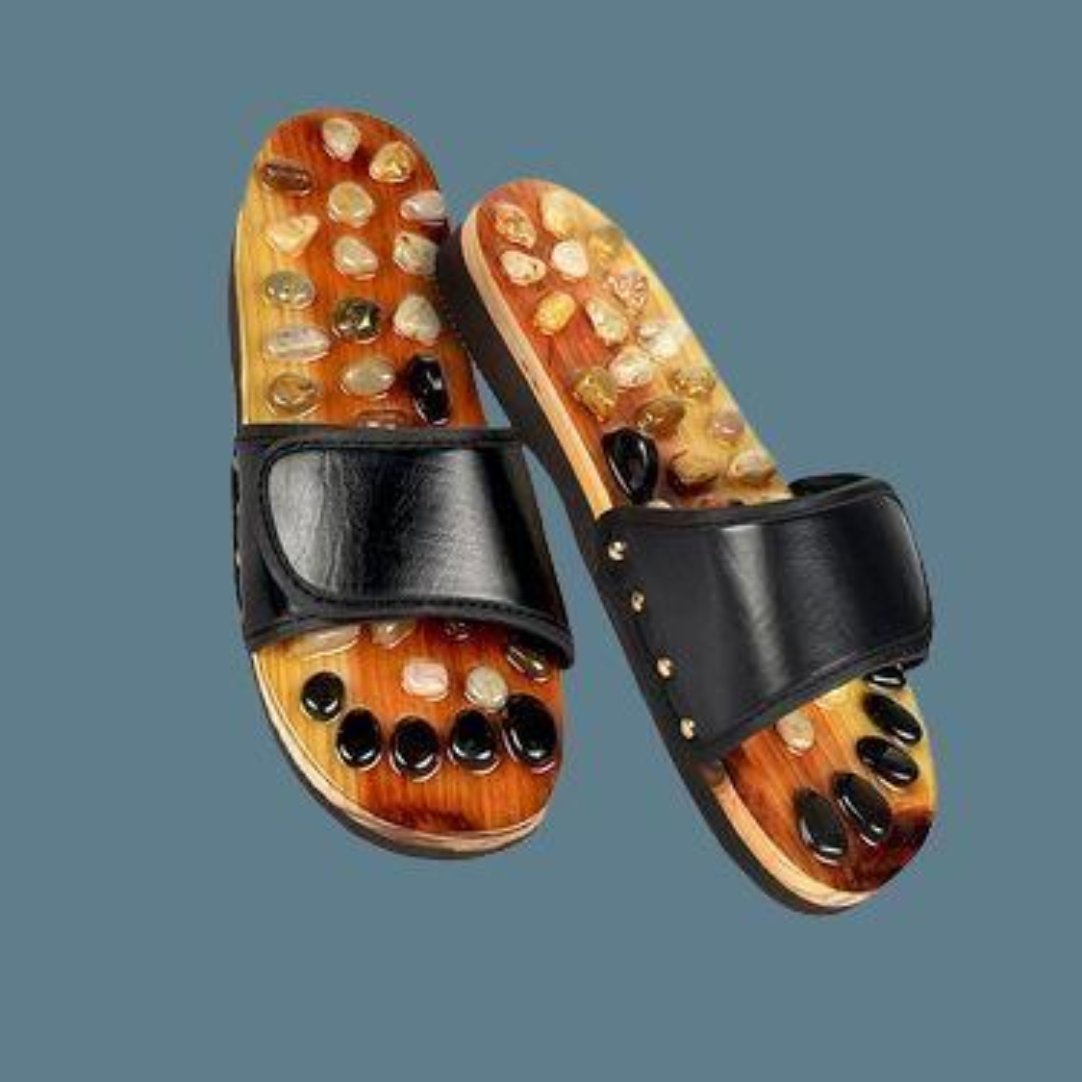 Acupressure Natural Stone Slippers (Red) .