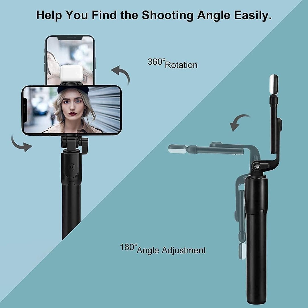 Extendable Flash 3-in-1 Selfie Stick Tripod with Bluetooth Remote .