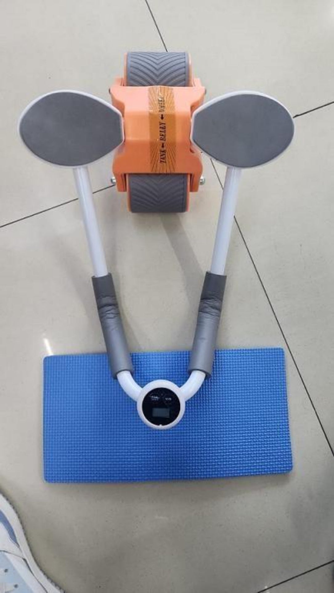 Fitness equipment on a tiled floor