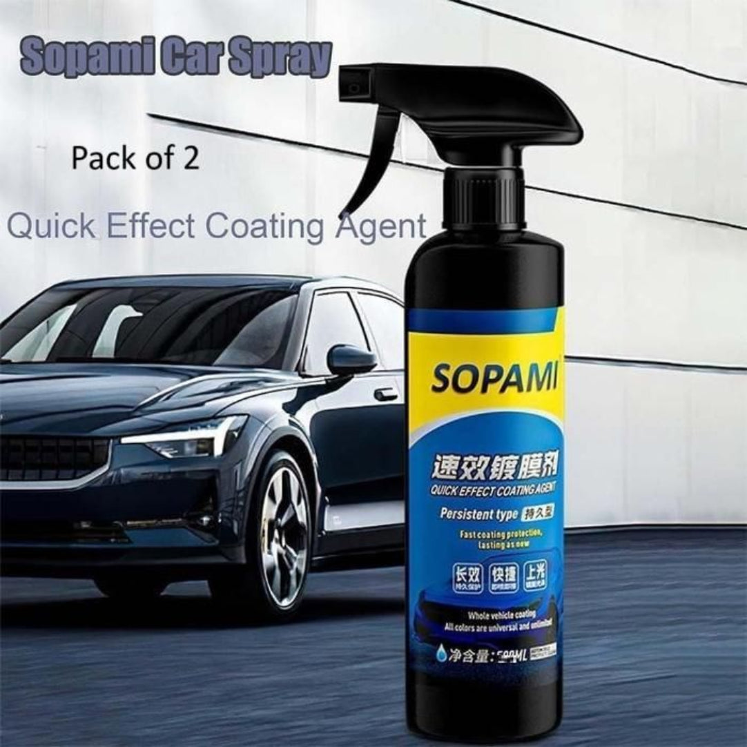 Sopami car spray bottle with a car in the background