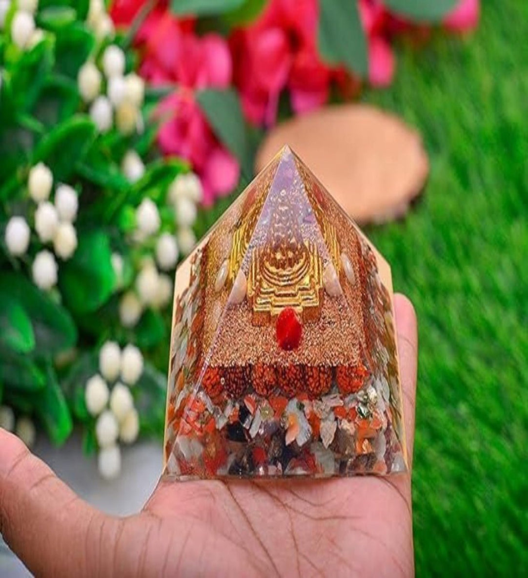 Originate Pyramid Shri Yantra With Rudraksha .