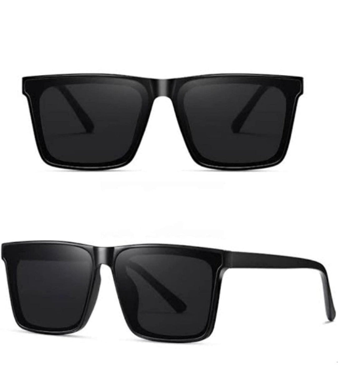 Black sunglasses with a white background