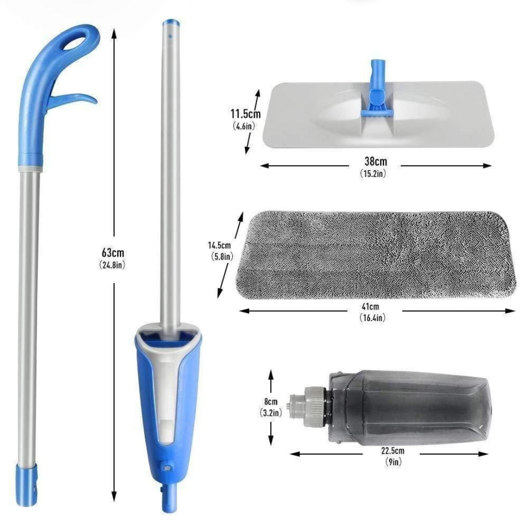 Cleaning tool set with measurements on a white background