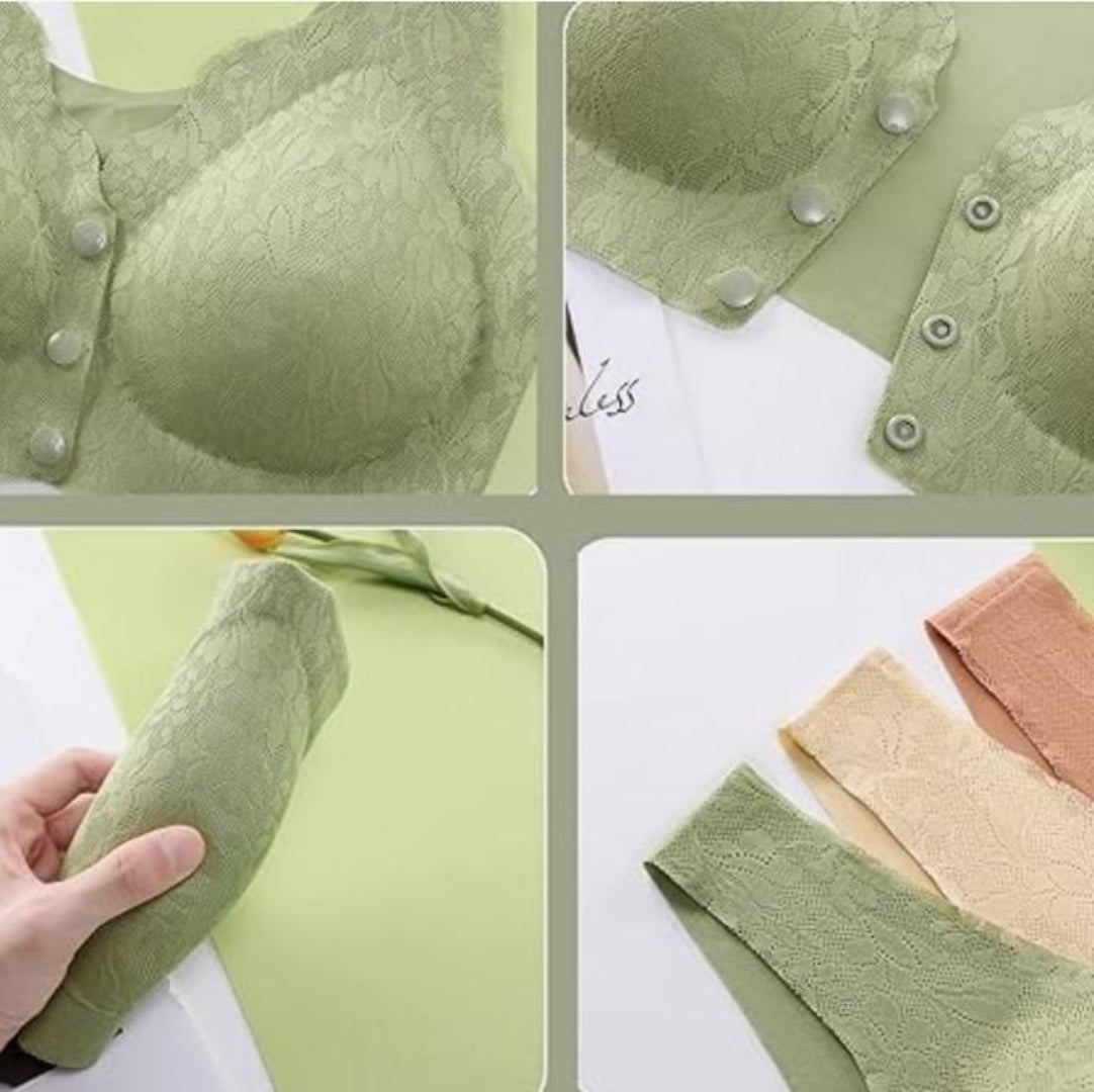 Women's Cotton Spandex Padded Front Open Feeding Bra Maternity Baby Nursing .