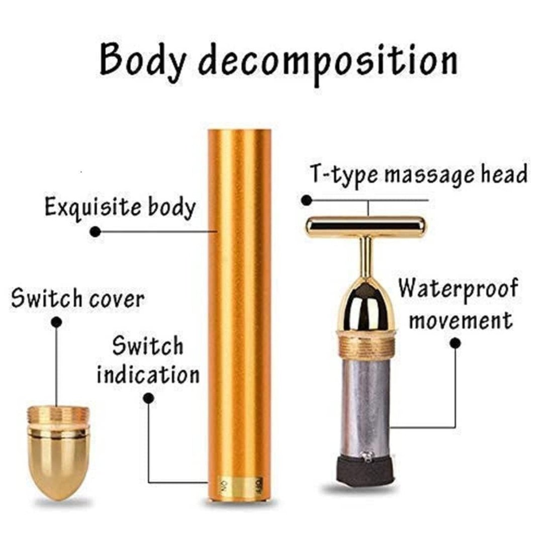 24K Gold Energy Beauty Bar Electric Facial Massage Roller .