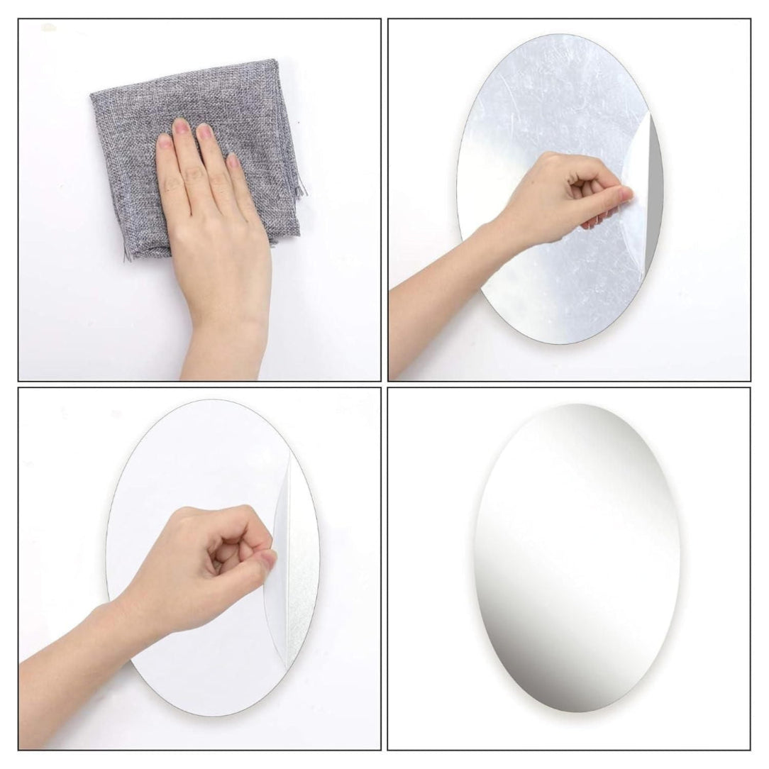 Step-by-step process of cleaning a white surface with a gray cloth.