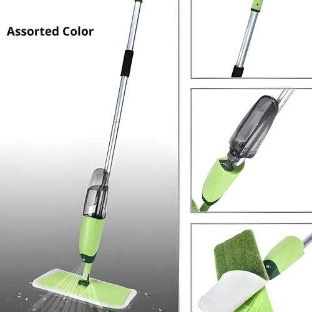 Multifunctional cleaning tool with spray and scrubber head on a gray background