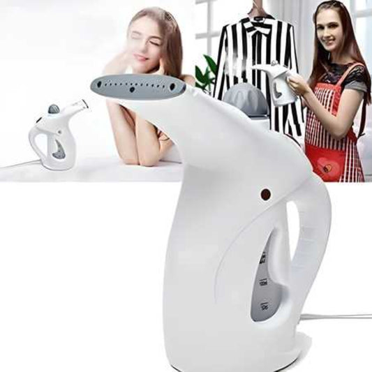 White handheld steamer with people in the background