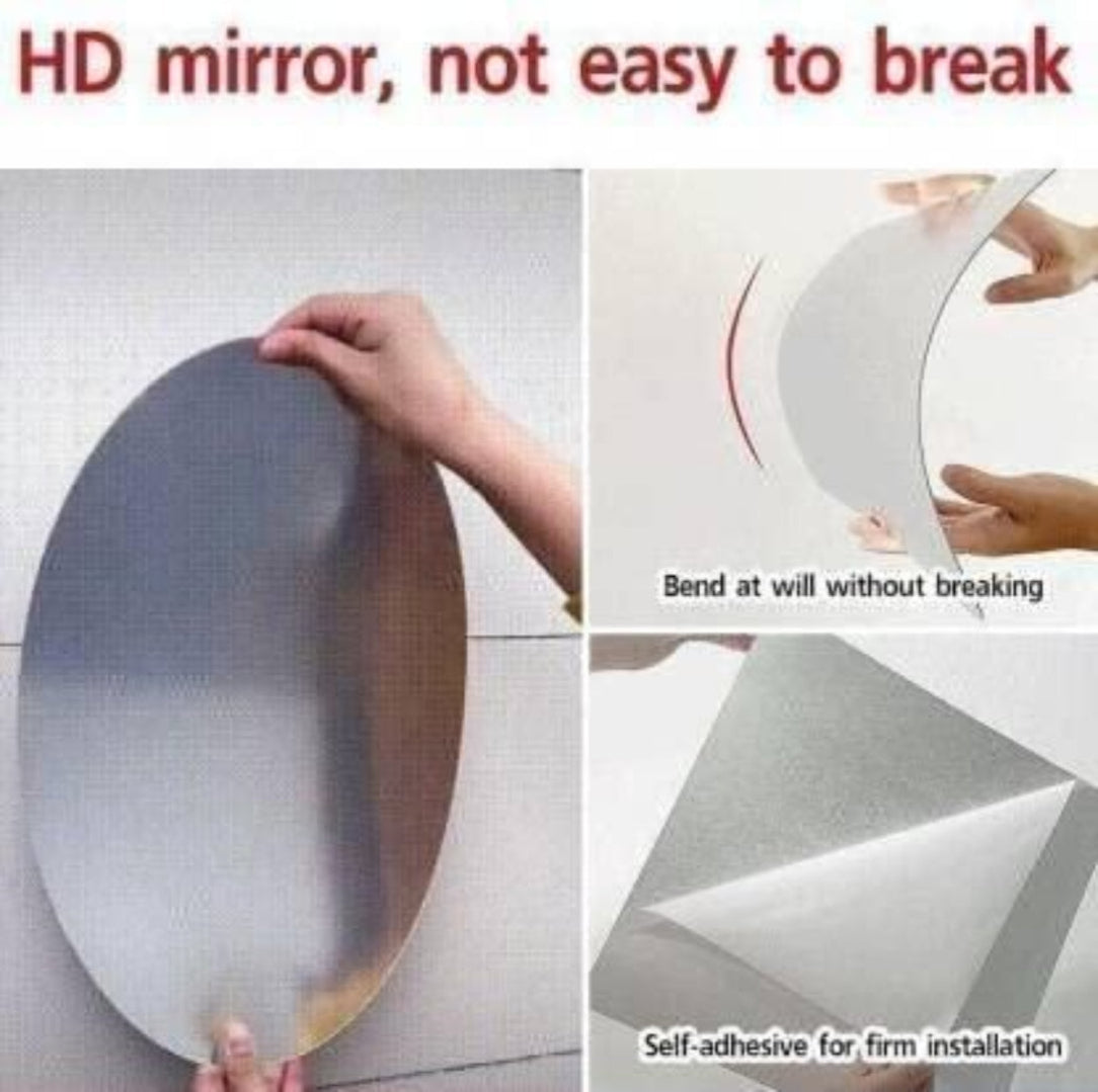 HD mirror material that is bendable without breaking, shown with hands manipulating the material.