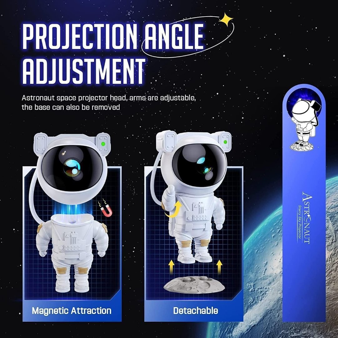 Astronaut Galaxy Projector - 360 Magnetic Head Rotation, Remote Control .