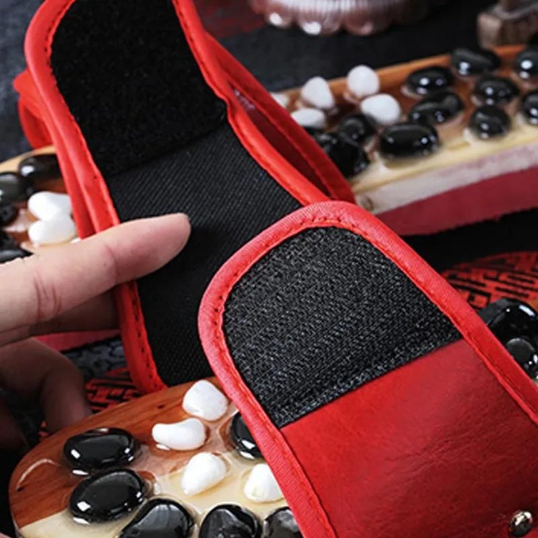 Acupressure Natural Stone Slippers (Red) .