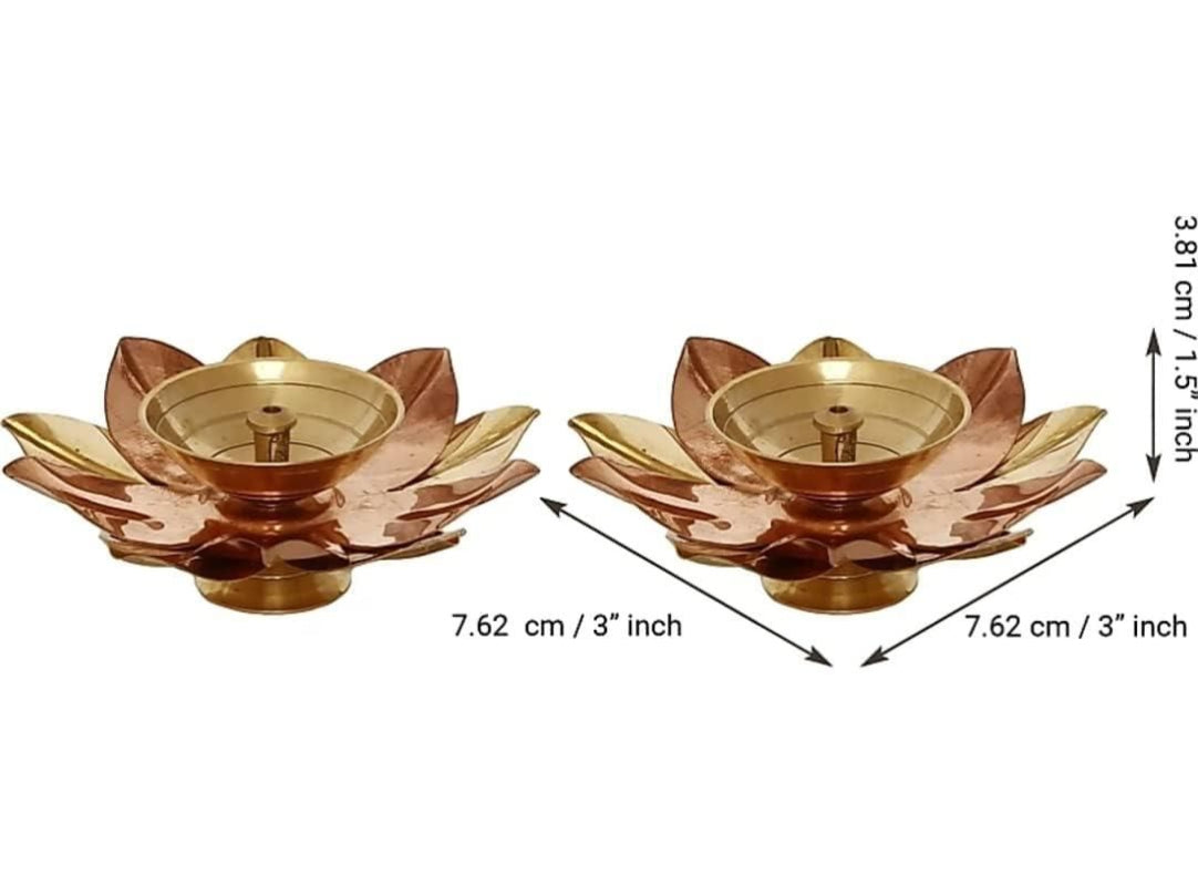 eCraftIndia Set of 2 Floral Shape Metal Diya ( Buy One Get One Free )
