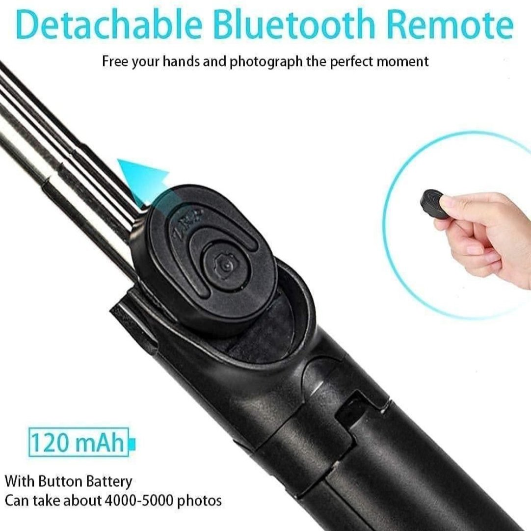 Extendable Flash 3-in-1 Selfie Stick Tripod with Bluetooth Remote .