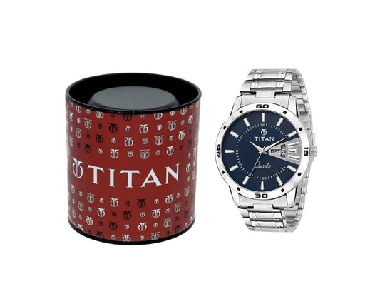 A men's analog watch with a unique design, displayed next to a mug with a design that matches the watch.