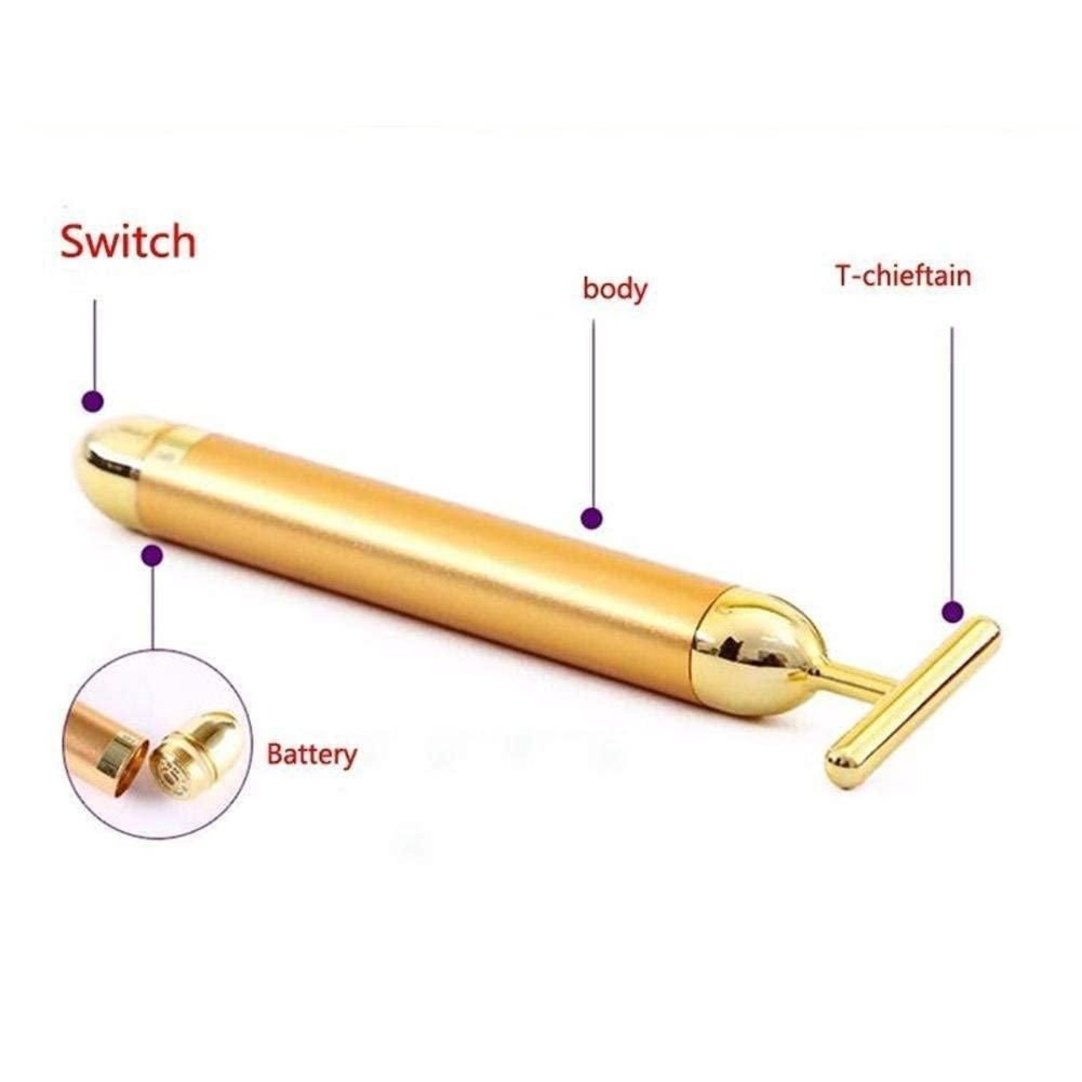 24K Gold Energy Beauty Bar Electric Facial Massage Roller .