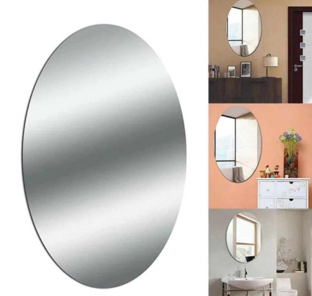 Round mirror displayed against a white background with additional examples of mirrors in different settings.