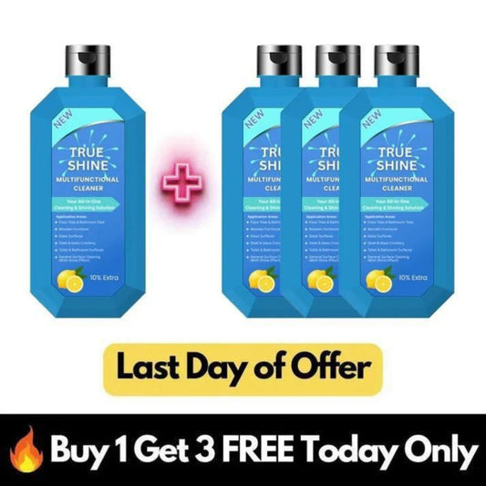 Promotional image of True Shine Multifunctional Cleaner with a buy one get three free offer.