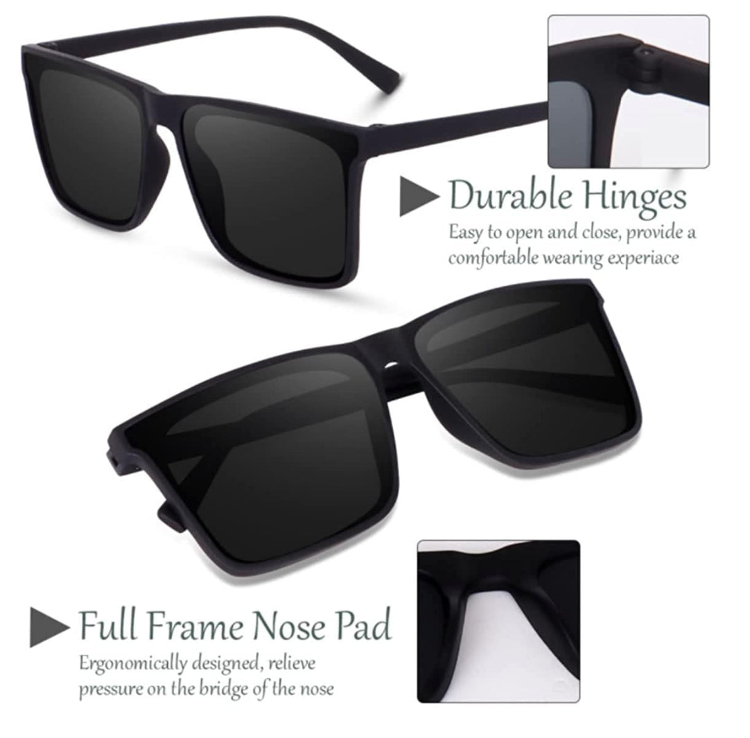 Polarized Retro Square Sunglasses .