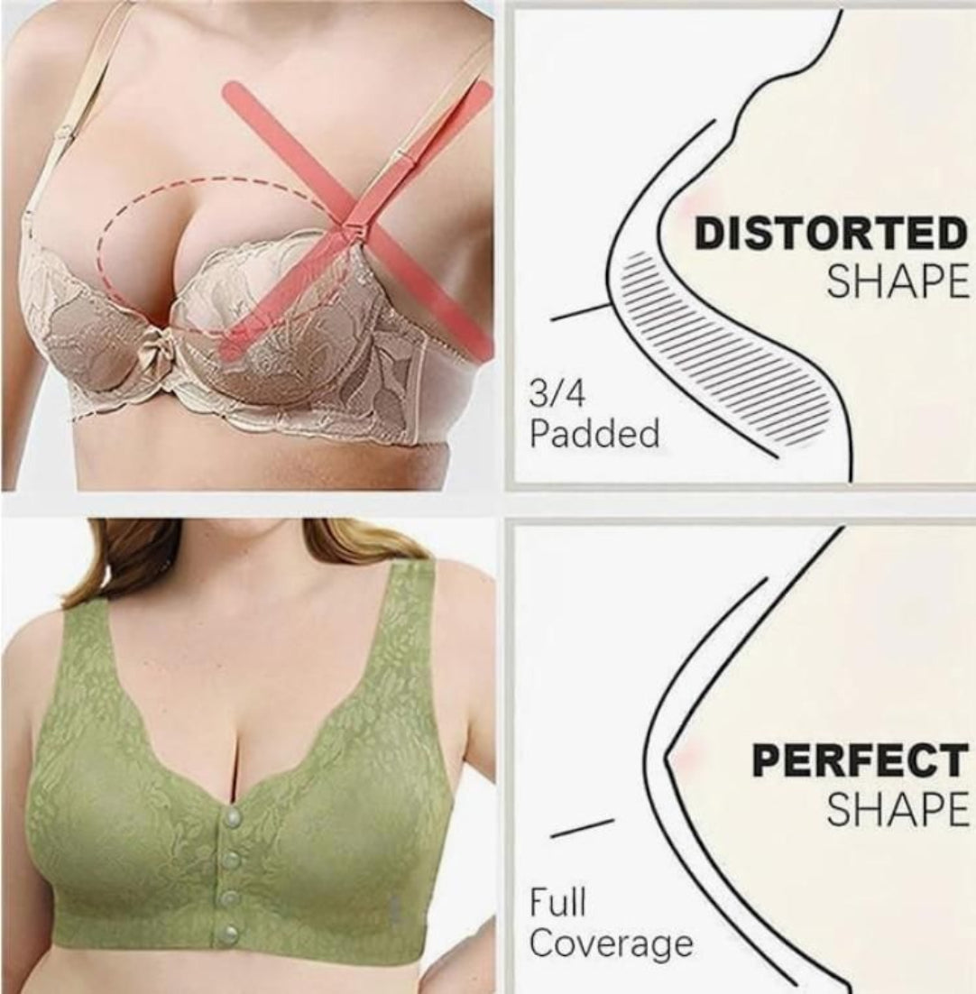 Women's Cotton Spandex Padded Front Open Feeding Bra Maternity Baby Nursing .