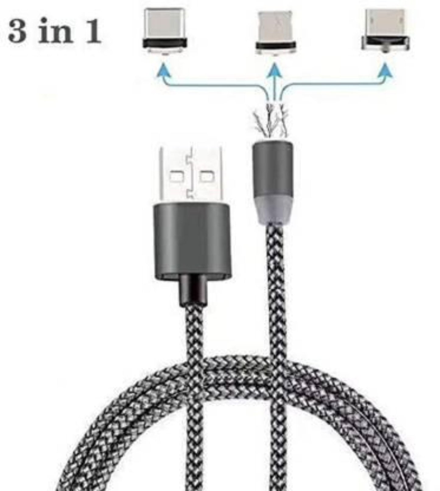 360 Degree Rotating 3 IN 1 Magnetic Data Cable .