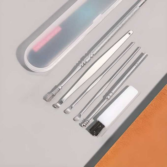 6 Pieces Ear Wax Removal Smooth Stainless Steel Kit .