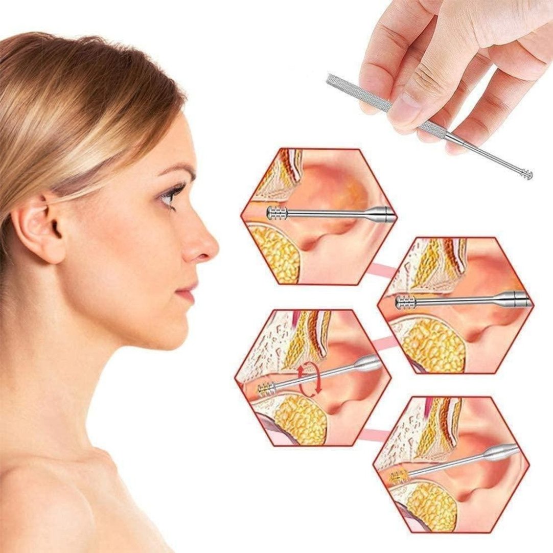 6 Pieces Ear Wax Removal Smooth Stainless Steel Kit .