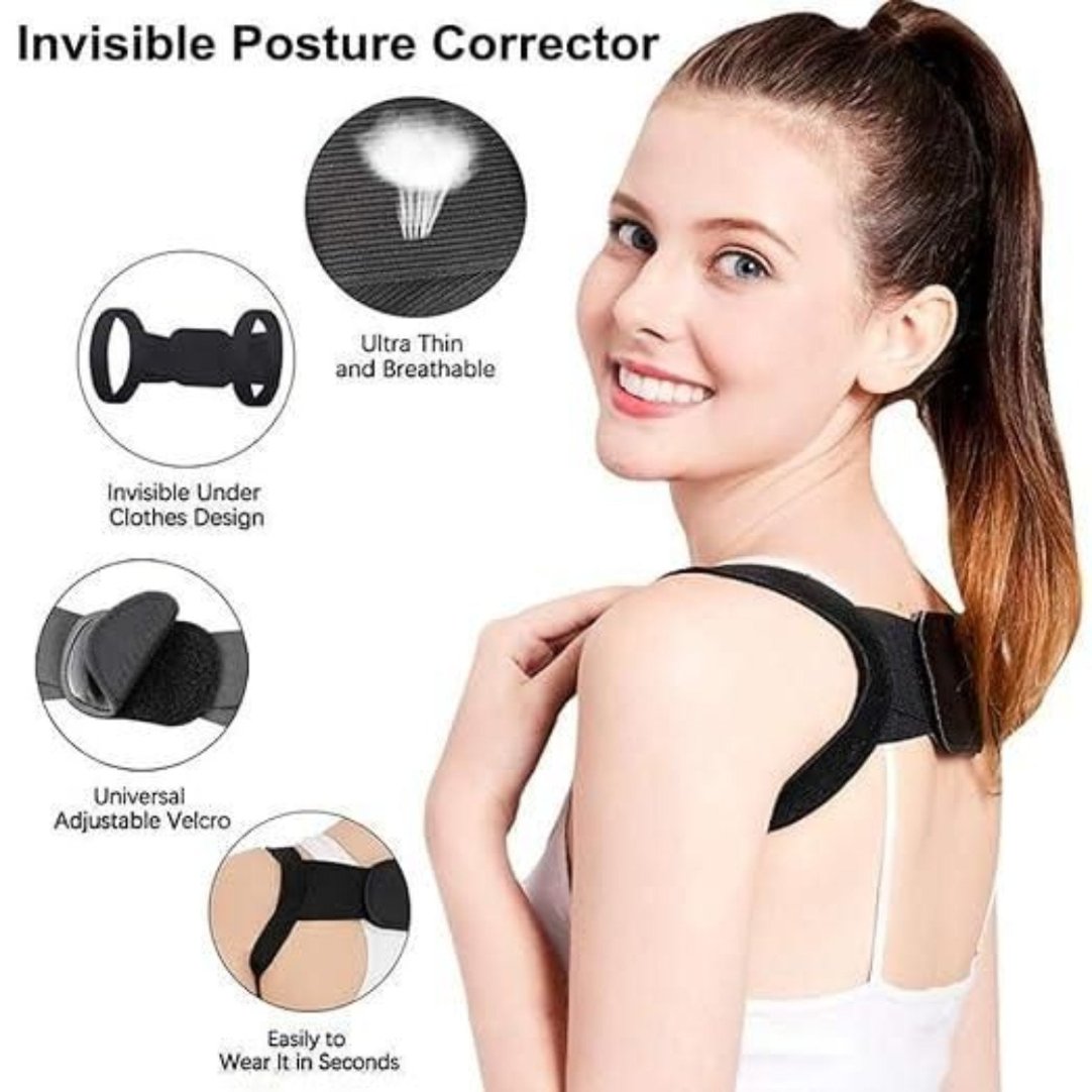 Shoulder & Back Straightener Elastic Spine Support Posture Corrector Belt .