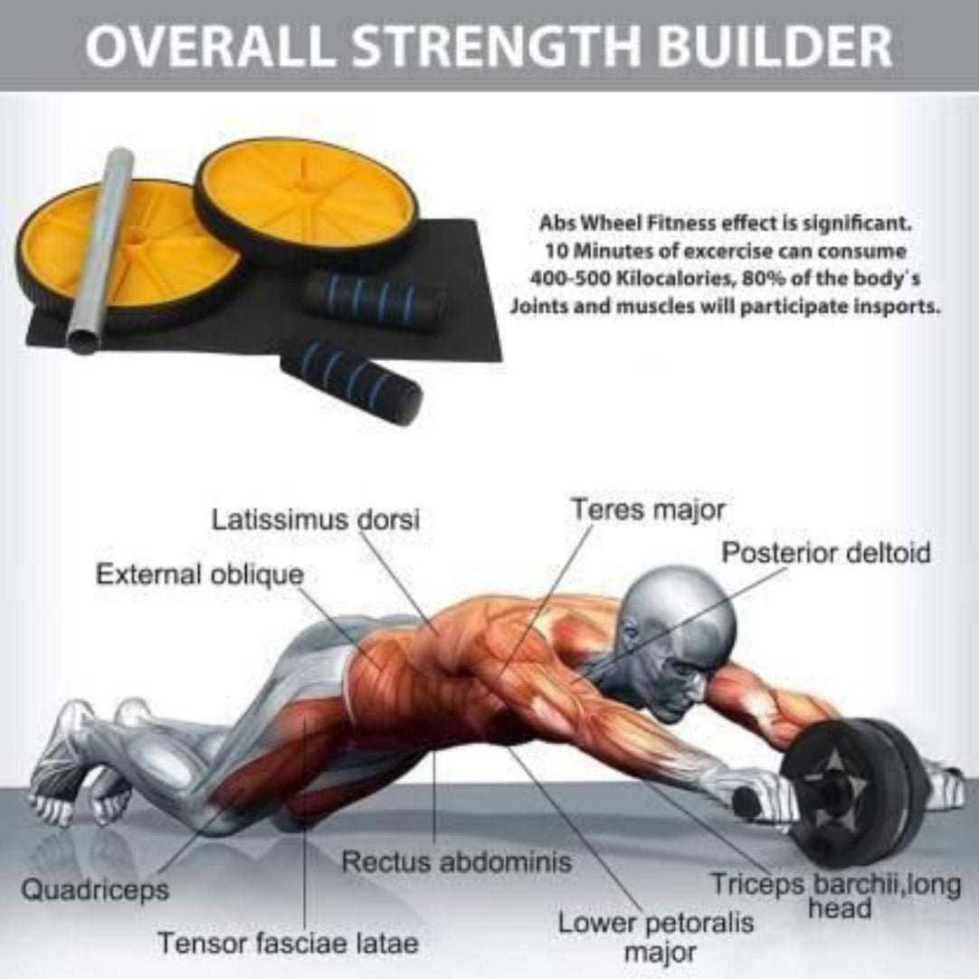 Toning Tube Band with Abs Wheel for Workout .