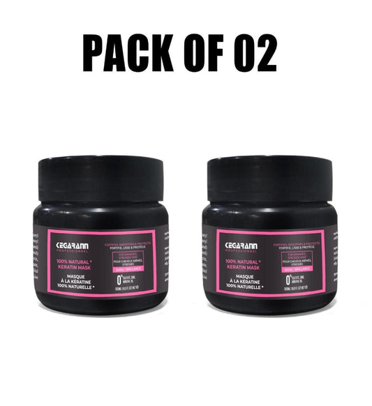 Two jars of CicaRAM Ultra Repairing Hair Mask with Keratin for Damaged and Stressed Hair, packaged as a set.