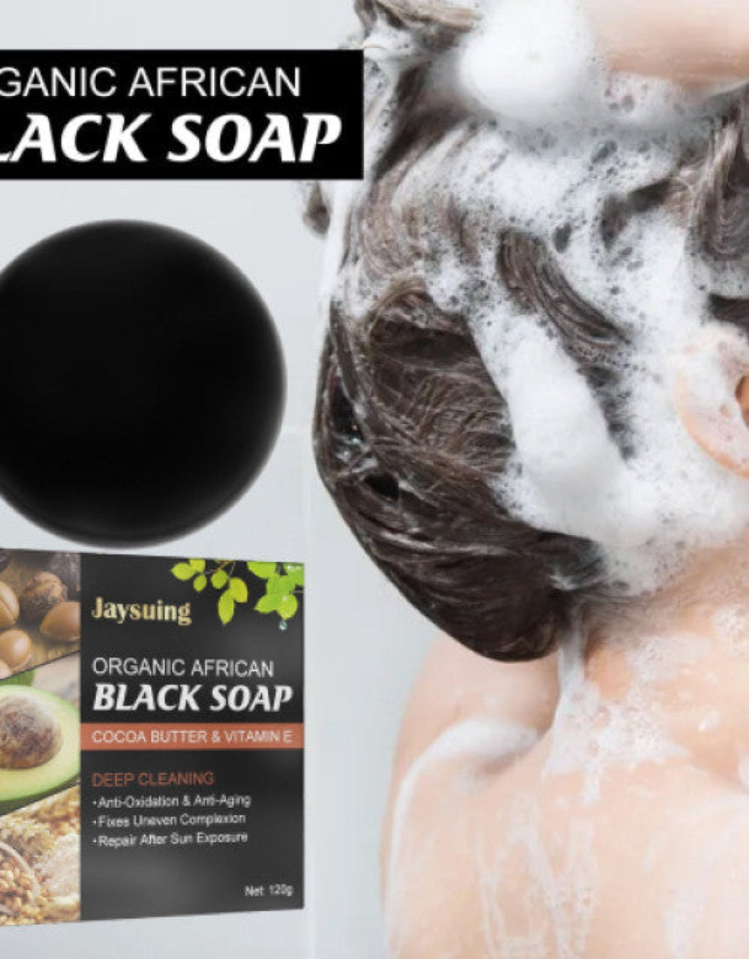 Deep Cleansing Shea Butter Vitamin E Handmade Organic African Black Soap ( Buy One Get One Free! )