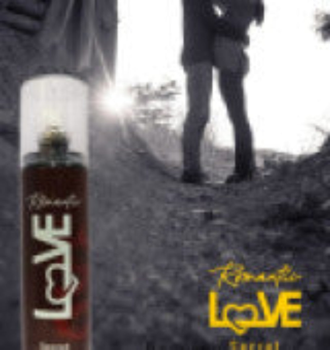 Vape pen labeled 'Romantic Love' with a blurred background of a person standing outdoors.