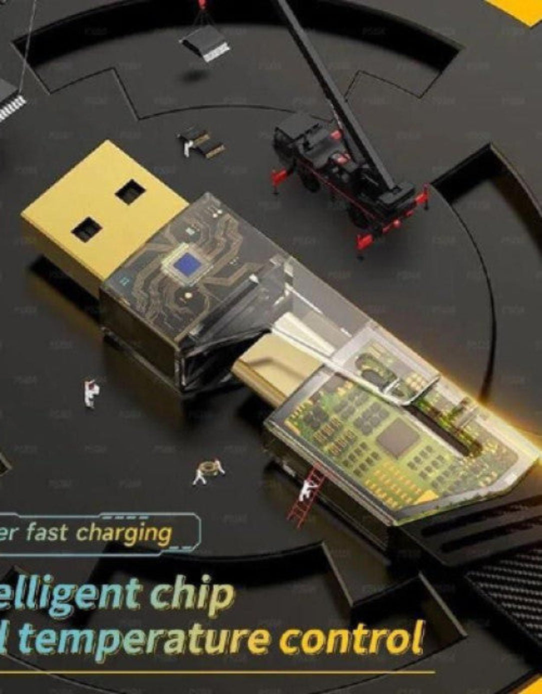 Close-up of a USB adapter with electronic components on a dark background