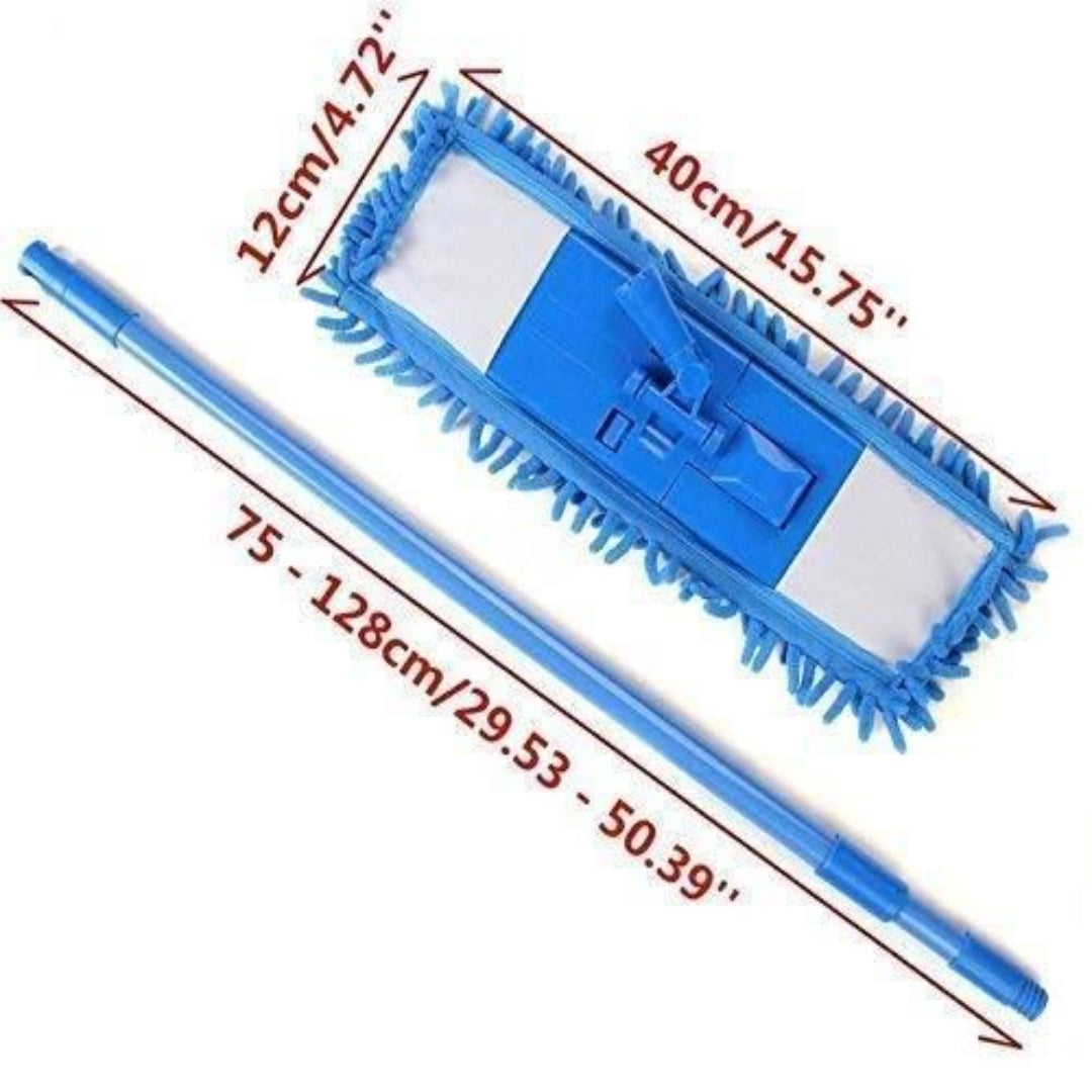 Blue cleaning tool with measurements on a white background