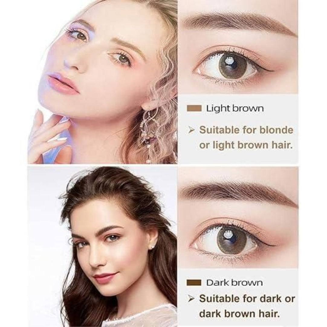 Cosmetic color chart showing eye makeup shades suitable for different hair colors.