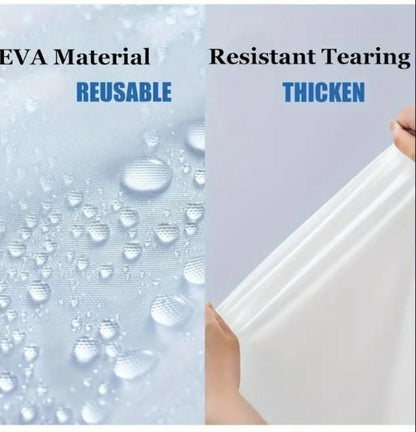 EVA material window film with water droplets and a hand holding the film.