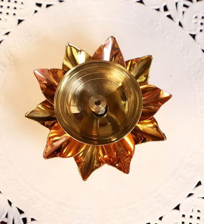 eCraftIndia Set of 2 Floral Shape Metal Diya .