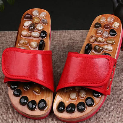 Acupressure Natural Stone Slippers (Red) .