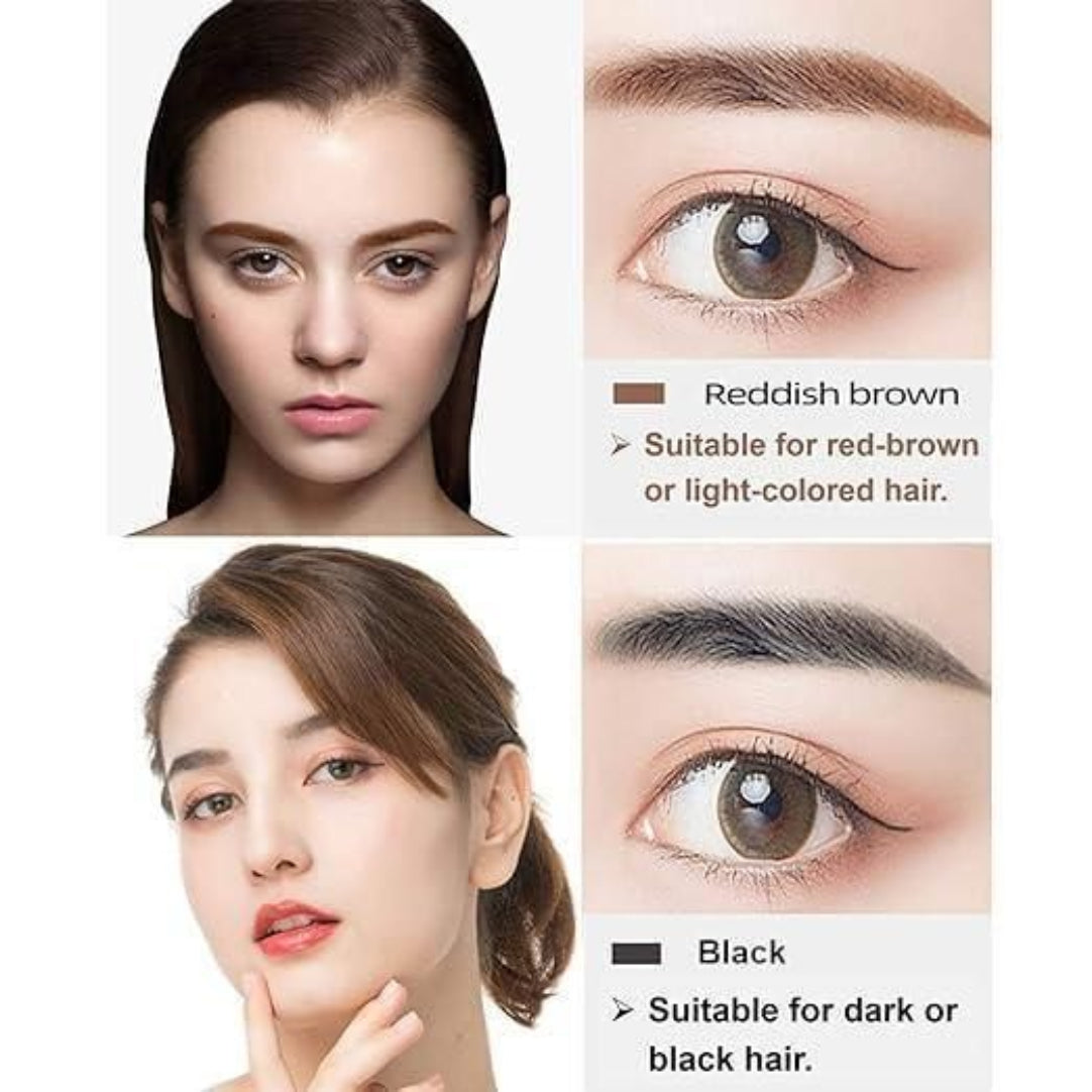 Two women with close-up shots of their eyes, labeled for hair color compatibility.