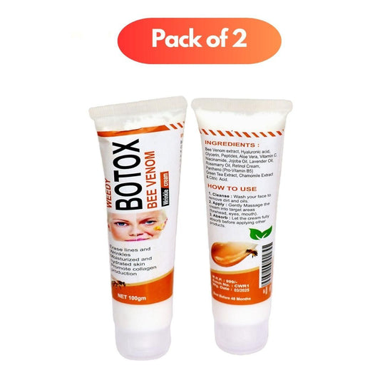Two tubes of Botox Bee Venom cream with packaging details on a white background