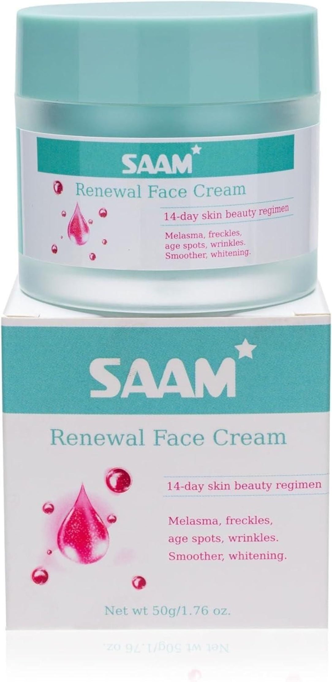 SAAM Renewal Face Cream jar and packaging on a white background