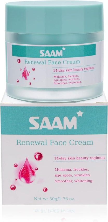 SAAM Renewal Face Cream jar and packaging on a white background