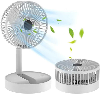 Portable fan with a base and a handheld unit on a white background