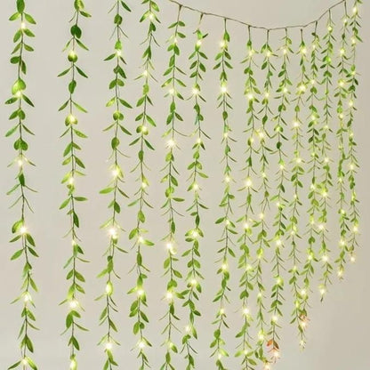 Green Leaf Artificial Curtain LED String Light, 200 LEDs, 8 Modes, Remote Control .