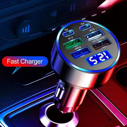 Car charger with digital display in a car's USB port
