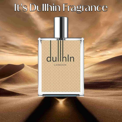 Dullhin Fragrance bottle with desert landscape in the background