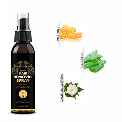 Hair Removal Spray for Men and Women 100 ml - Painless Removal of Unwanted Body Hair - Smooth Hands - Soft Legs - Clean Armpit Spray100 ml)